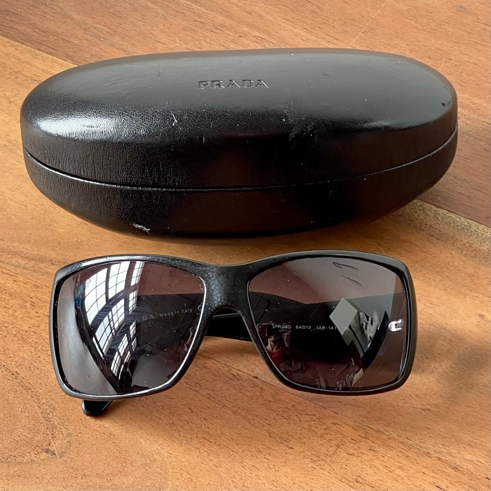 Prada Unisex Wrap Sunglasses Black Blue SPR09G